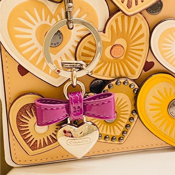Vintage Coach Heart Purple Bow Keychain/ Bag charm - Picture 1 of 10